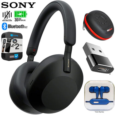 Sony WH-1000XM5 Wireless Noise Canceling Headphones, Black w/ 2YR Warranty Bundle