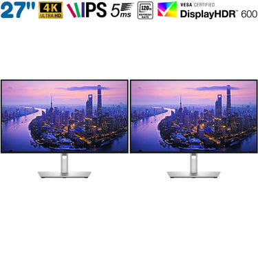 Dell UltraSharp 27" 4K UHD 120Hz IPS Black Thunderbolt Hub Dual Monitor Bundle