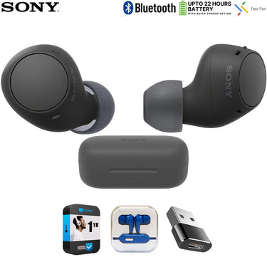 Sony Truly Wireless Earbuds with 22-Hour Battery Black + 1 Year Warranty Bundle