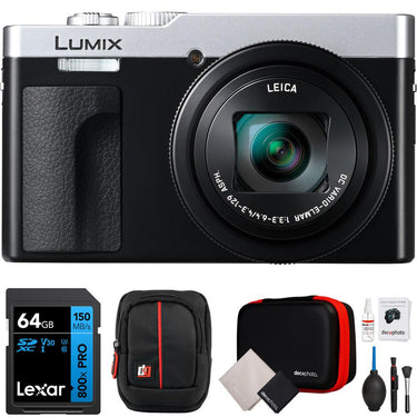 Panasonic LUMIX ZS99 Pocket-sized Travel and Lifestyle Camera, Silver + Accessories Bundle