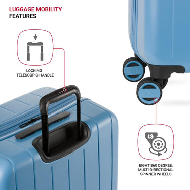 Swiss Gear Wanderlust Pro Lightweight Expandable Spinner, Light Blue, 3-Piece Set(20/24/28)