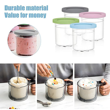 Deco Essentials 4 Pack of Pints and Lids Storage Containers for Ninja Creami
