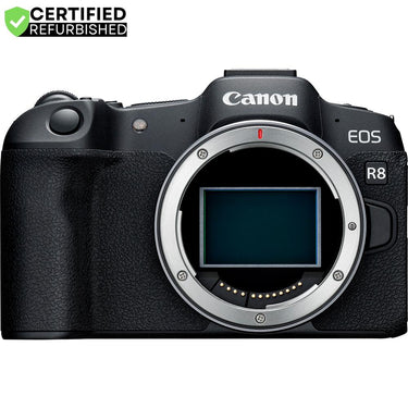 Canon EOS R8 Full Frame Mirrorless Camera Body Renewed +Microphone & Tripod Kit Bundle