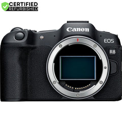 Canon EOS R8 Full Frame Mirrorless Camera Body Renewed +Microphone & Tripod Kit Bundle