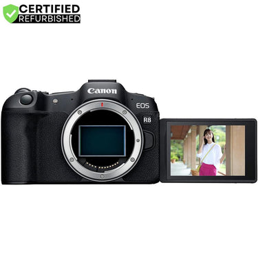 Canon EOS R8 Full Frame Mirrorless Camera Body Renewed +Microphone & Tripod Kit Bundle