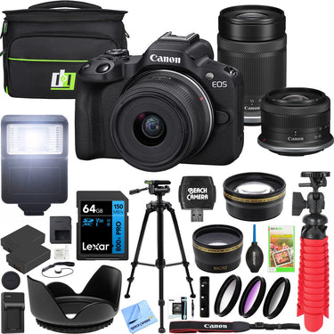 Canon EOS R50 Mirrorless Camera 2 Lens Kit 18-45mm + 55-210mm IS STM Premier Bundle