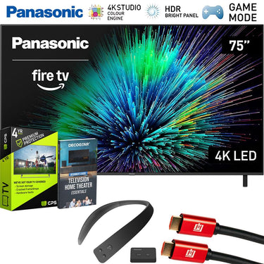 Panasonic W70 Series 75 inch LED 4K UHD Smart Fire TV + WN10 Neck Speaker Bundle