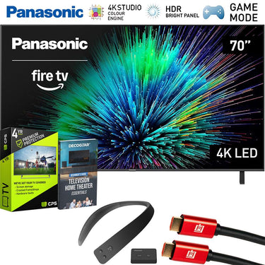 Panasonic W70 Series 70 inch LED 4K UHD Smart Fire TV + WN10 Neck Speaker Bundle