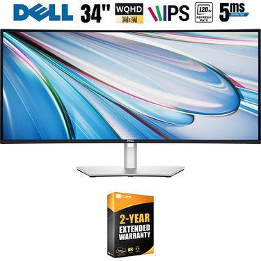Dell UltraSharp 34" WQHD 120Hz Curved Thunderbolt Hub Monitor w/ 2 YR Warranty Bundle