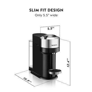 Nespresso Vertuo Next Deluxe Coffee and Espresso Machine by De'Longhi, Chrome