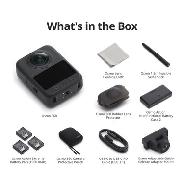 DJI Osmo 360 Adventure Combo, 8K 360 Degree Camera 3 Batteries, Waterproof