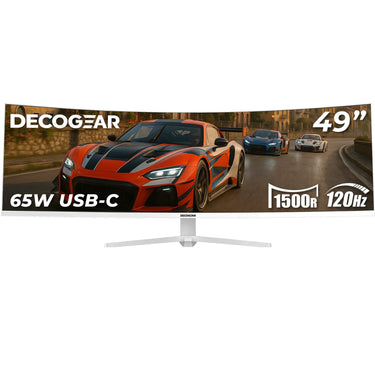 Deco Gear 49" White Curved 5K DQHD Ultrawide Gaming Monitor - 120Hz 100% sRGB USB-C