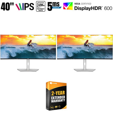 Dell U4025QW UltraSharp 40 Curved Thunderbolt Hub Dual Monitor + Warranty Bundle