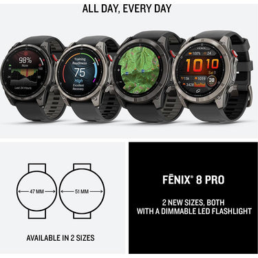 Garmin fenix 8 Pro 47 mm, AMOLED, Sapphire, Carbon Gray DLC Titanium