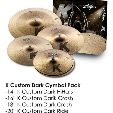 Zildjian K Custom Dark Cymbal Pack with Hi-Hats, Crashes, and Ride