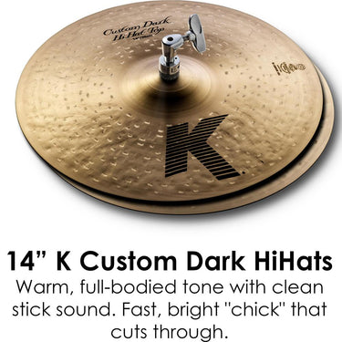 Zildjian K Custom Dark Cymbal Pack with Hi-Hats, Crashes, and Ride