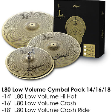 Zildjian L80 Low Volume Cymbal Pack with Hi-Hats, Crash, and Crash Ride