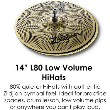Zildjian L80 Low Volume Cymbal Pack with Hi-Hats, Crash, and Crash Ride