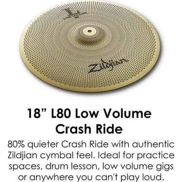 Zildjian L80 Low Volume Cymbal Pack with Hi-Hats, Crash, and Crash Ride