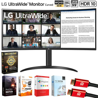 LG 34" Curved UltraWide WQHD HDR 10 100Hz Monitor + 26 Months Protection Bundle