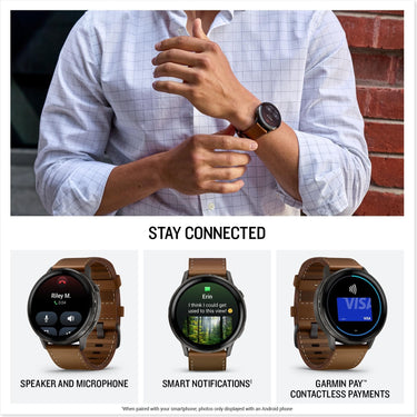 Garmin Venu 4,45 mm Smartwatch, Slate with Black Band and Brown Leather Band