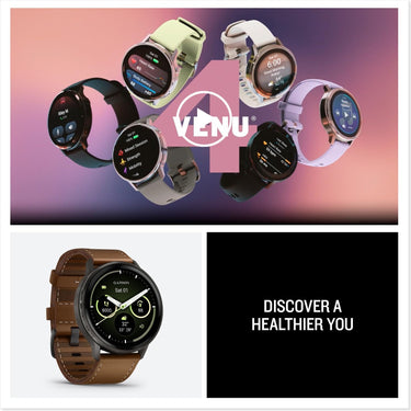 Garmin Venu 4,45 mm Smartwatch, Slate with Black Band and Brown Leather Band