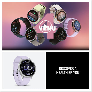 Garmin Venu 4,41mm Health & Fitness GPS Smartwatch Silver with Periwinkle Silicone Band