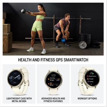 Garmin Venu 4, 41mm Health & Fitness GPS Smartwatch, Lunar Gold with Bone Silicone Band