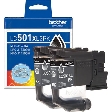 Brother Genuine LC501XL2PK Twin Pack High Yield Black Ink Cartridges