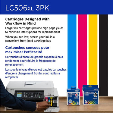 Brother Genuine LC506XL3PKS 3-Pack High Yield Color Ink Cartridges - Cyan/Magenta/Yellow