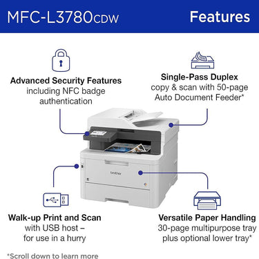 Brother MFCL3780CDW Digital Color All-in-One Laser Printer