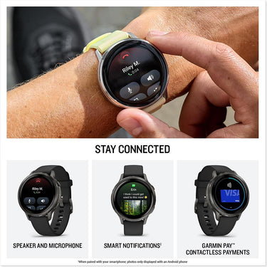 Garmin Venu 4 45 mm GPS Smartwatch, Slate with Black Silicone Band +2YR Warranty Bundle