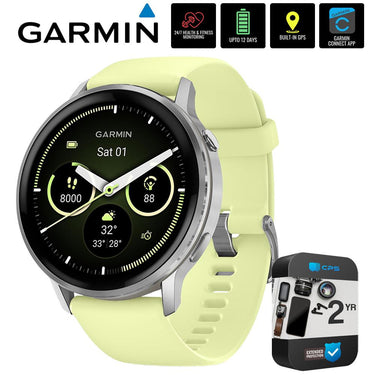 Garmin Venu 4 45 mm GPS Smartwatch, Silver w/ Citron Silicone band +2YR Warranty Bundle