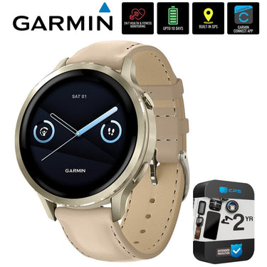 Garmin Venu 4, 41mm Smartwatch, Lunar Gold +2YR Warranty Bundle