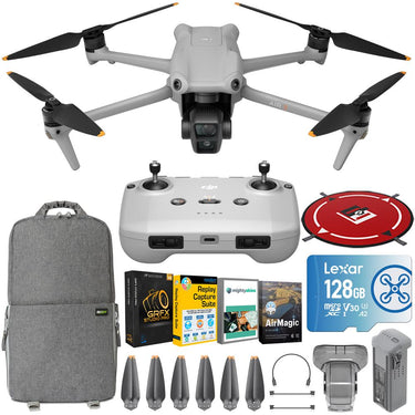 DJI Air 3 Drone Quadcopter 4K HDR Video & 48MP with RC-N2 Remote + Accessory Bundle