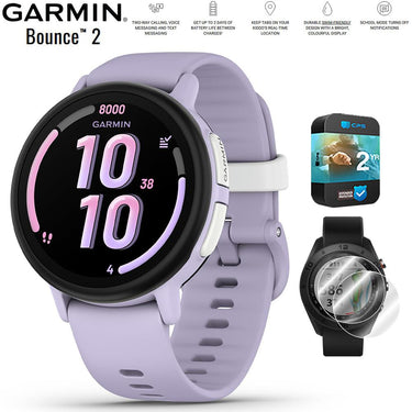 Garmin Bounce 2 Kids Smartwatch with Calling Light Purple+2 Year Warranty Bundle