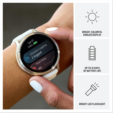 Garmin Venu 4 41mm GPS Smartwatch Lunar Gold Bundle + Dock Dust Covers Screen Guards