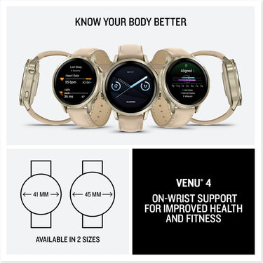 Garmin Venu 4 41mm GPS Smartwatch Lunar Gold Bundle + Dock Dust Covers Screen Guards