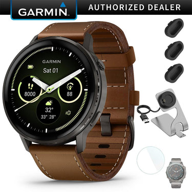 Garmin Venu 4 45mm GPS Smartwatch Slate w/ Black Bundle +Dock Dust Covers Screen Guards
