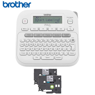 Brother PTD220 Home/Office Everyday Label Maker w/ White Laminated Label Tape