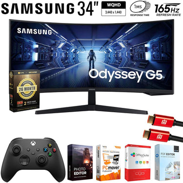 Samsung 34" Odyssey G55T WQHD Curved Gaming Monitor +Controller +26 Months Protection