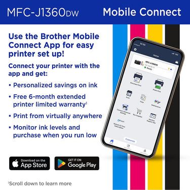 Brother Work Smart 1360 Wireless Color All-in-One Printer + 26 Months Protection Bundle