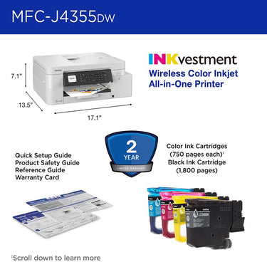 Brother INKvestment Wireless All-in-One Inkjet Printer + 26 Months Protection Bundle