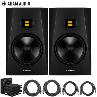 ADAM Audio T8V 8" Studio Monitor, Black (Pair) + Speaker Accessories Bundle