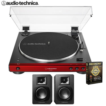 Audio-Technica AT-LP60XBT-RD Bluetooth Turntable w/ AT-SP3X Speaker + 26 Month Protection