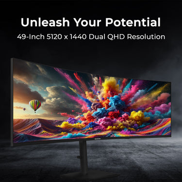 Deco Gear 49" Curved Ultrawide Monitor DQHD 5120x1440, 120Hz, 65W USB-C, KVM, HDR