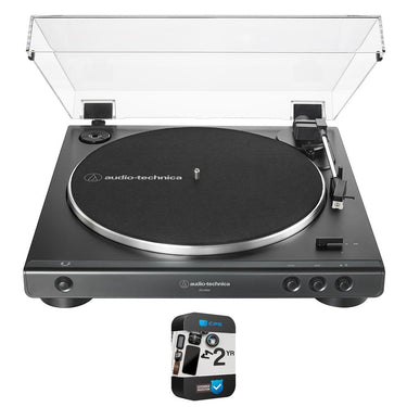 Audio-Technica Fully Auto Belt-Drive Stereo Turntable 33-1/3 & 45 RPM + 1 Year Warranty Pack