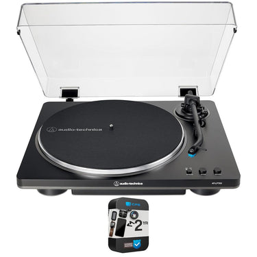 Audio-Technica Fully Automatic Belt-Drive Turntable, Black/Silver + 1 Year Warranty Pack