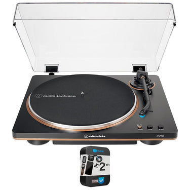 Audio-Technica Fully Automatic Belt-Drive Turntable, Black/Bronze + 1 Year Warranty Pack