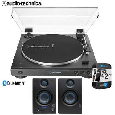 Audio-Technica AT-LP60XBT-BK Bluetooth Turntable + Eris 3.5BT Monitors + 2 YR Warranty Bundle